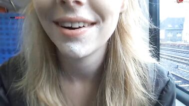 Public-Spermawalk mitten in der S-Bahn! mit Lisa-Sack