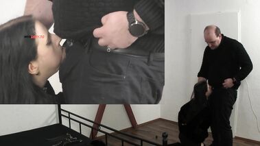 Ceira darf mir im Abendkleid einen Blasen mit BDSM-Team