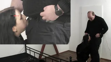 Ceira darf mir im Abendkleid einen Blasen mit BDSM-Team