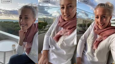 Auf Mallorca öffentlich auf dem Hotelbalkon gefingert und gekommen mit Leonie-pur